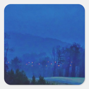 Adesivo Quadrado Luzes brilhantes em uma montanha azul
