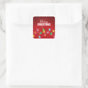Adesivo Quadrado Luzes Coloridas de Natal Árvore de Natal Espelhant
