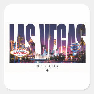 Adesivo Quadrado 🎰 Luzes da Faixa de Las Vegas 🎰