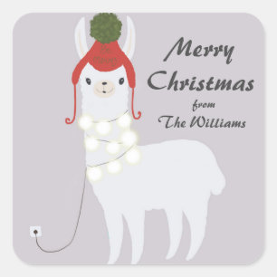 Adesivo Quadrado Luzes de Natal brancas do lama obstruídas dentro