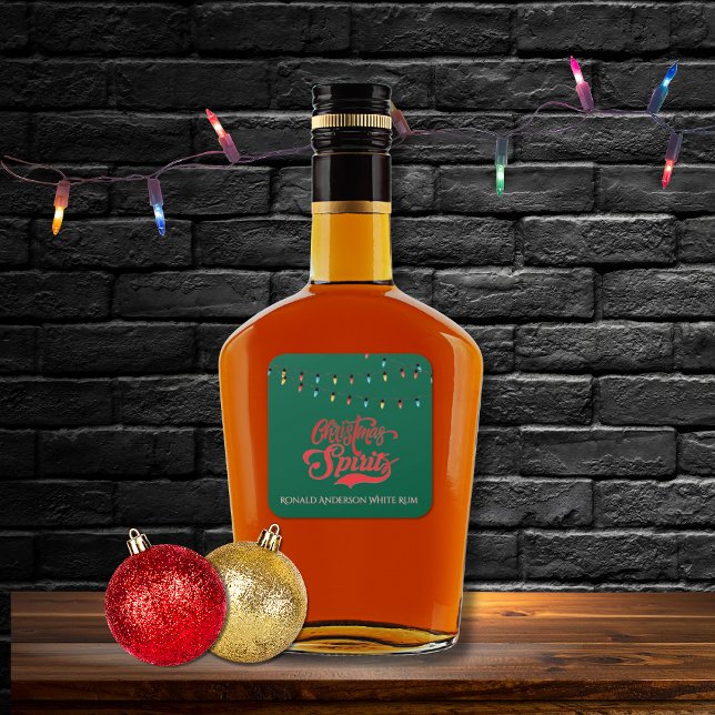 Adesivo Quadrado Luzes de Natal com Nome Personalizado Espiritos de (Criador carregado)