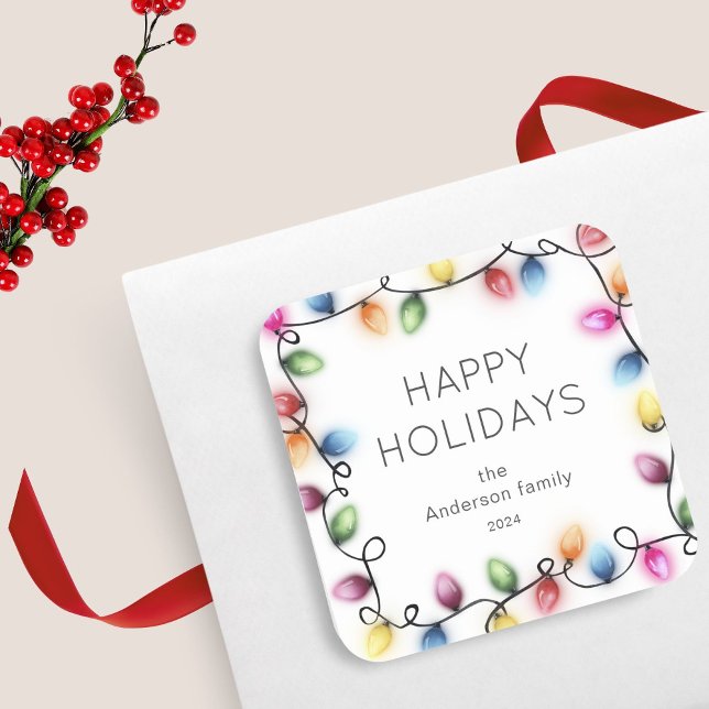 Adesivo Quadrado Luzes de Natal Feliz Natal (Criador carregado)