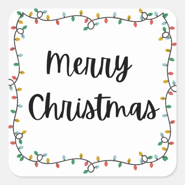 Adesivo Quadrado Luzes de Natal Merry Sticker (Frente)