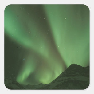 Adesivo Quadrado luzes do norte, Aurora boreal nos contrafortes de
