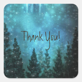 Adesivo Quadrado Luzes Estreladas Árvores de Pinheiro Rústicas Casa