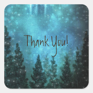 Adesivo Quadrado Luzes Estreladas Árvores de Pinheiro Rústicas Casa