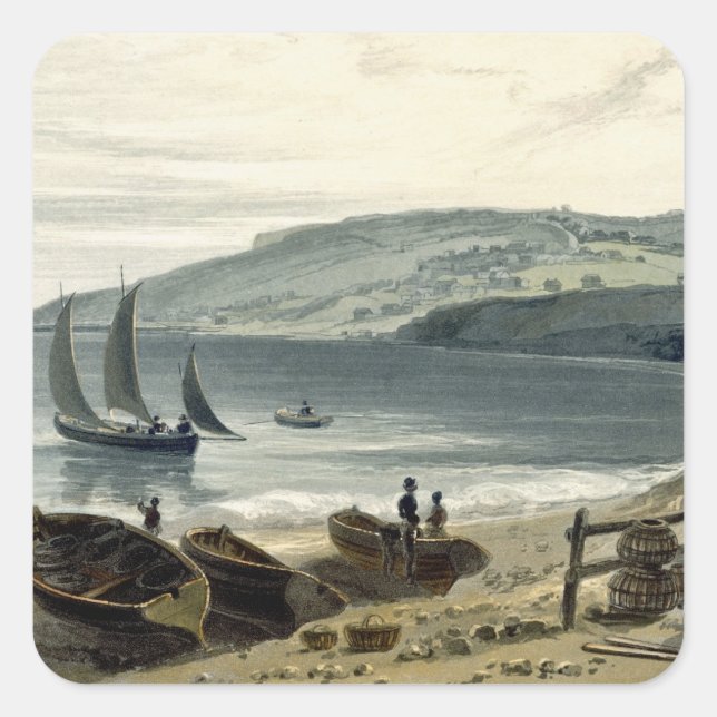 Adesivo Quadrado Lyme Regis, de Charmouth, Dorset, de 'A Voyage (Frente)