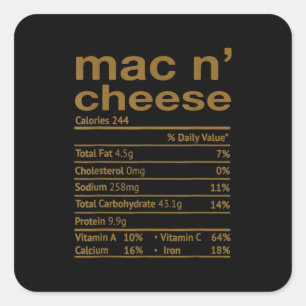 Adesivo Quadrado Mac E Queijos Fatos Nutricionais 2020 Ação de Graç