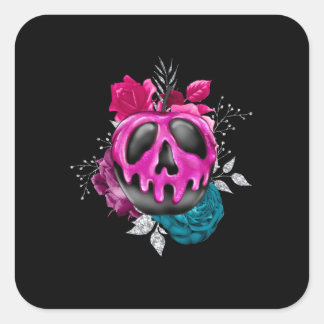 Adesivo Quadrado Maçã De Doces Envenenada Com Flores