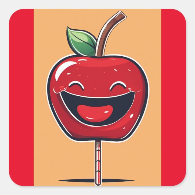 Adesivo Quadrado Maçã Humorosa (Frente)