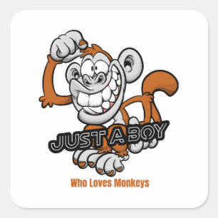 Adesivo Quadrado macaco apenas um menino