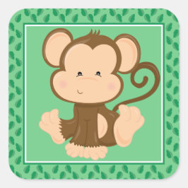 Adesivo Quadrado Macaco-Bebê | Parte Safari Animal