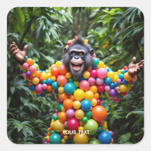 Adesivo Quadrado Macaco Colorido Feliz Fantasy