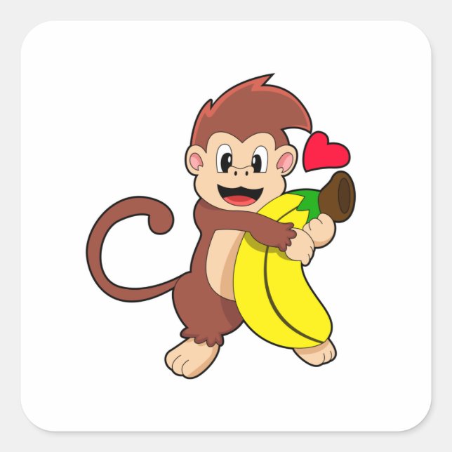 Adesivo Quadrado Macaco com Banana (Frente)