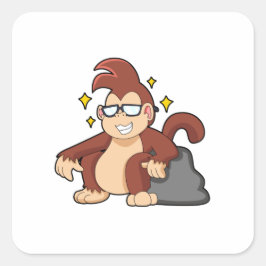 Adesivo Quadrado Macaco com óculos de sol