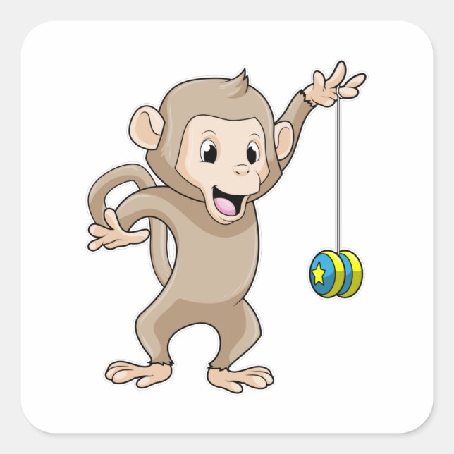 Adesivo Quadrado Macaco com Yo-yo (Frente)