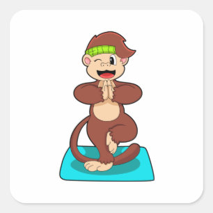 Adesivo Quadrado Macaco em Yoga em pé