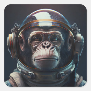 Adesivo Quadrado Macaco espacial