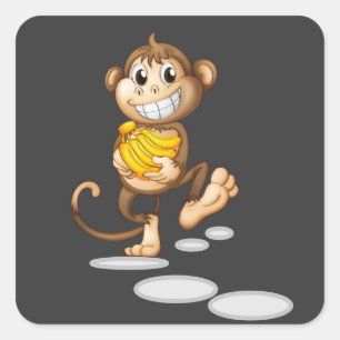 Adesivo Quadrado macaco feliz 