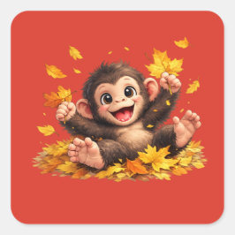 Adesivo Quadrado Macaco Sorridente com Olhos Grandes, Tropical Dive