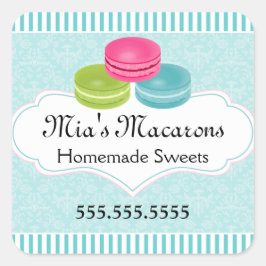 Adesivo Quadrado Macaron Bakery Box Seal