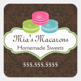 Adesivo Quadrado Macaron Bakery Box Seal