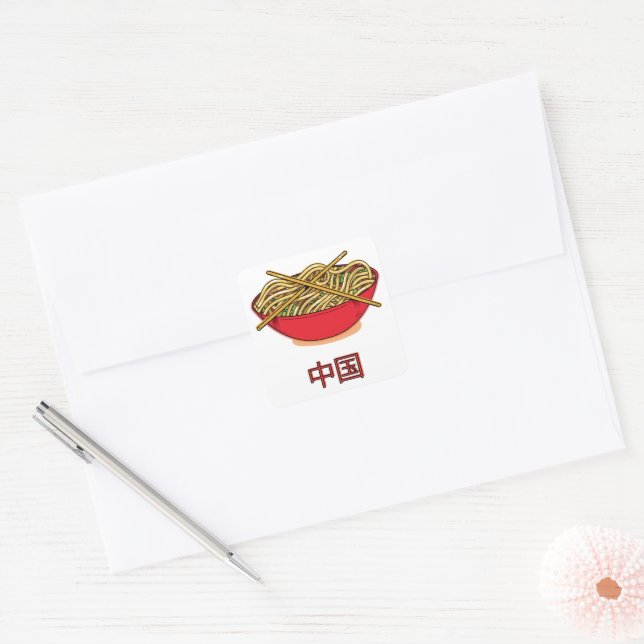 Adesivo Quadrado Macarrão Chinês (Envelope)