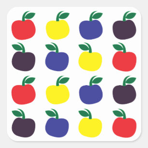 Adesivo Quadrado Maçãs Coloridas Frutas
