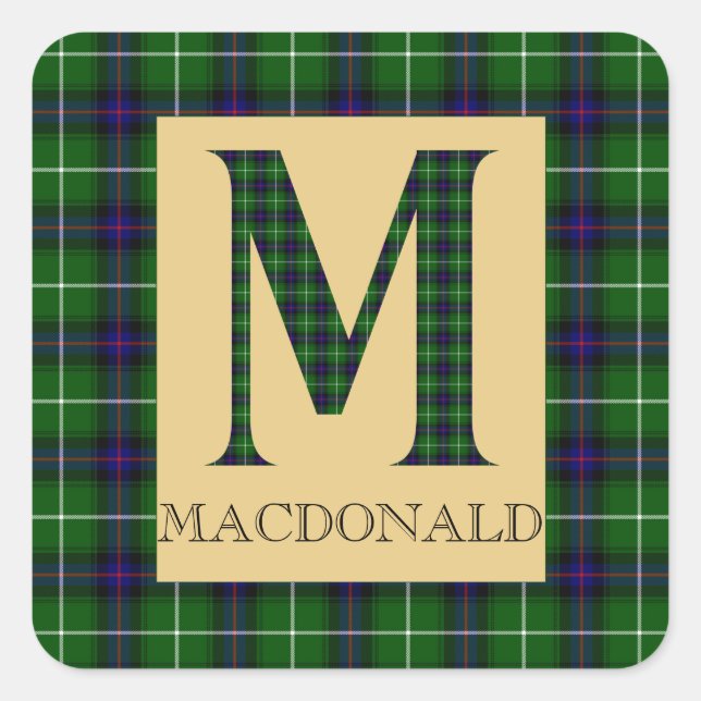 Adesivo Quadrado MacDonald Tartan Monograma M (Frente)