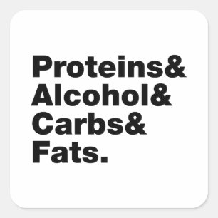Adesivo Quadrado Macronutrientes. Proteínas, Álcool, Carbos E Gordu