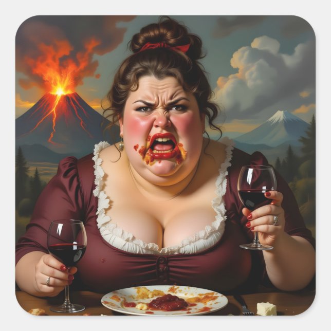 Adesivo Quadrado “Madame Lava-Cake”- Ela Explode a Qualquer Momento (Frente)
