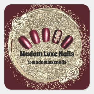 Adesivo Quadrado Madame Luxe Nail Glitter Black Burgundy Royal Dour