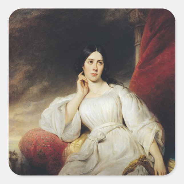 Adesivo Quadrado Madame Malibran no Papel de Desdemona, 1830 (Frente)