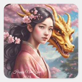 Adesivo Quadrado Mädchen zwischen Kirschblüten 