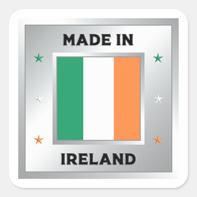 Adesivo Quadrado Made In Ireland (Frente)