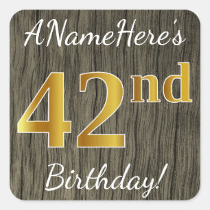 Adesivo Quadrado Madeira do falso, aniversário do ouro do falso