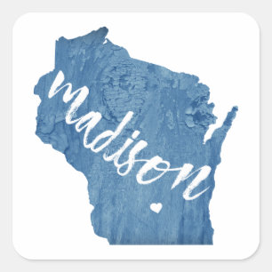Adesivo Quadrado Madison, Wisconsin Wood Grain