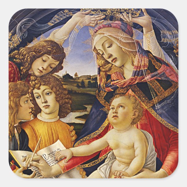 Adesivo Quadrado Madona do Magnificat por Botticelli (Frente)