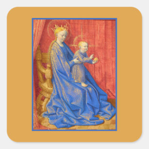 Adesivo Quadrado Madona e Menino Entronizados Jean Fouquet Feriado 