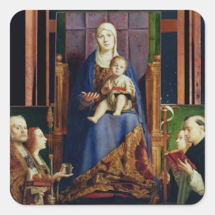 Adesivo Quadrado Madonna com santo Nicholas de Bari