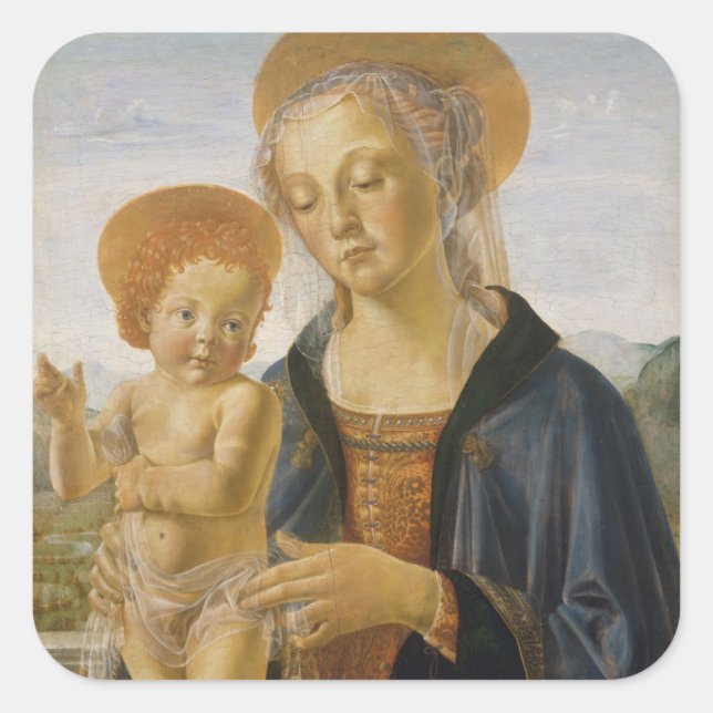 Adesivo Quadrado Madonna e Child, cerca de 1470 (Frente)