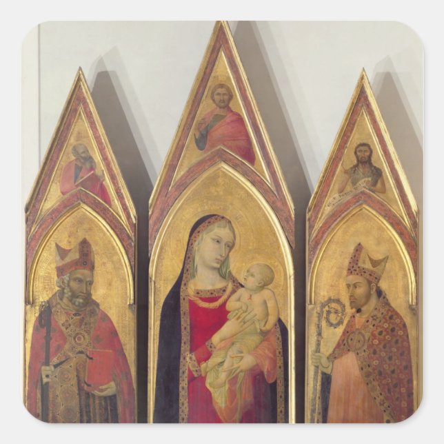 Adesivo Quadrado Madonna e Child com SS. Nicholas e Proculus, (Frente)