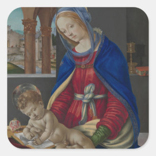 Adesivo Quadrado Madonna e criança, cerca de 1483-4