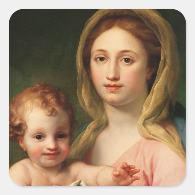 Adesivo Quadrado Madonna e Criança com Dois Anjos, 1770-73 (Frente)