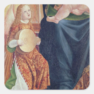 Adesivo Quadrado Madonna e criança com músicos do anjo