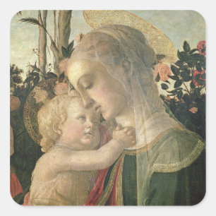 Adesivo Quadrado Madonna e criança com St John o baptista, detai