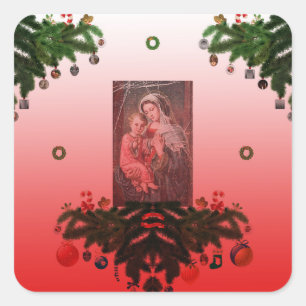 Adesivo Quadrado Madonna e criança [Natal]