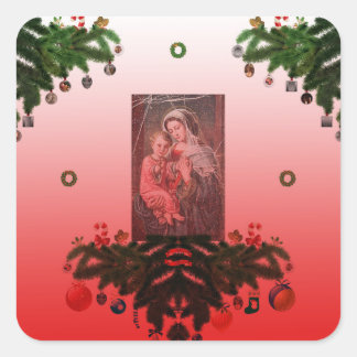 Adesivo Quadrado Madonna e Criança [Natal]