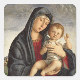Adesivo Quadrado Madonna e criança (óleo no painel) 2