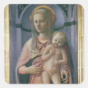 Adesivo Quadrado Madonna e criança (tempera no painel)